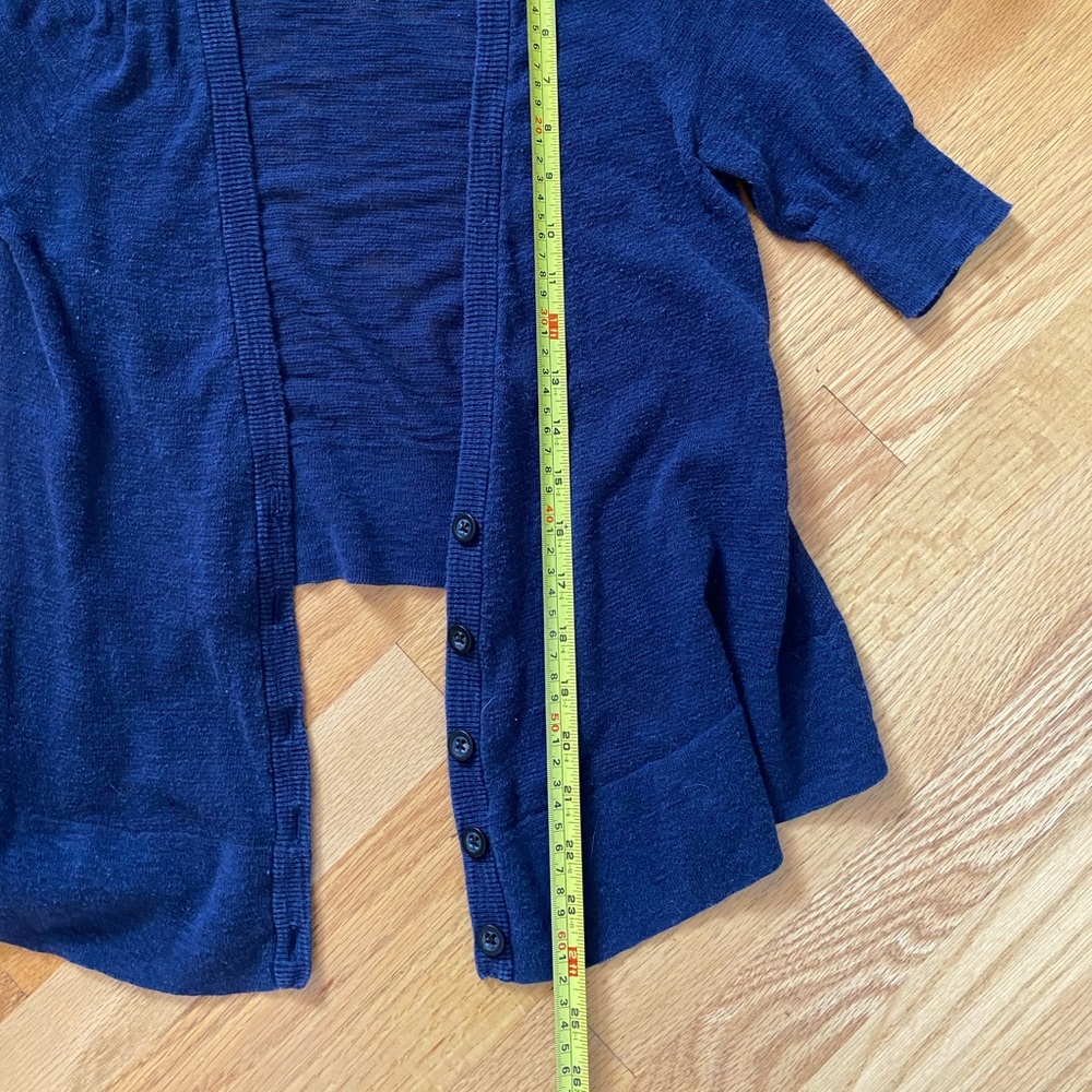 Aerie high-low short-sleeved Cardigan in navy - Picture 5 of 7